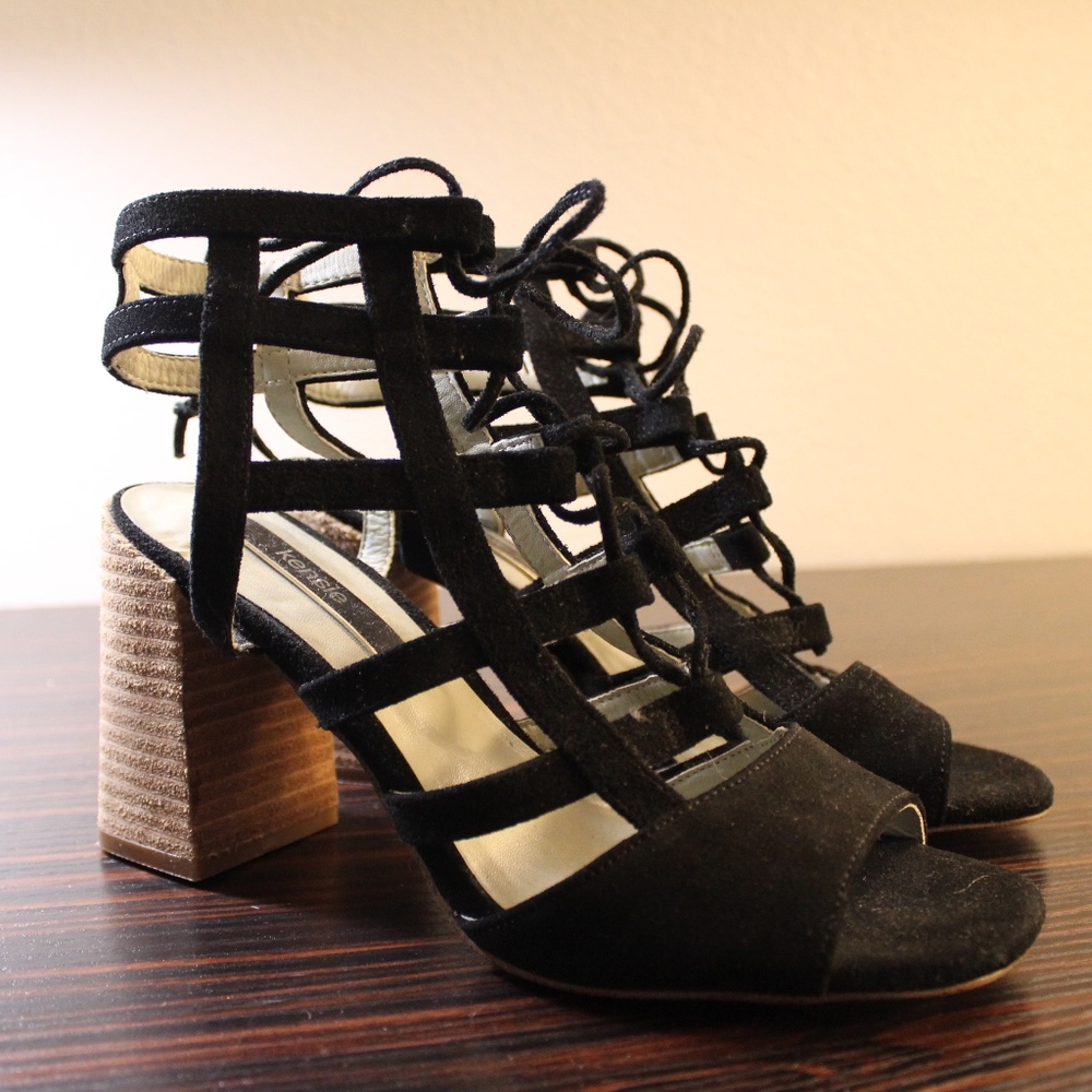Kensie Shawna Womens Strappy Lace-Up Block Heels